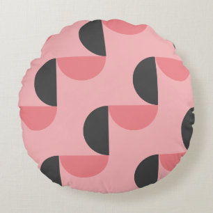 Mid-Century Modern Roze en grijs Rond Kussen