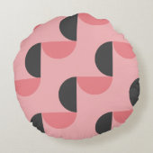 Mid-Century Modern Roze en grijs Rond Kussen (Achterkant)
