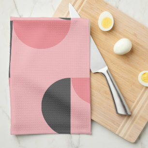 Mid-Century Modern Roze en grijs Theedoek
