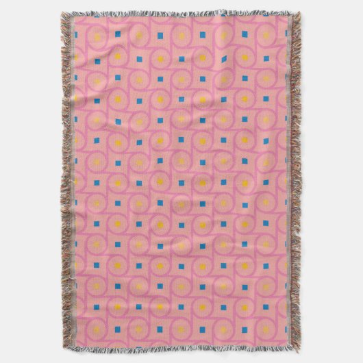 Mid Century Modern Roze Interlocking Cirkel Deken (Voorkant Verticaal)