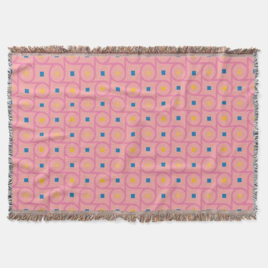 Mid Century Modern Roze Interlocking Cirkel Deken (Voorkant)