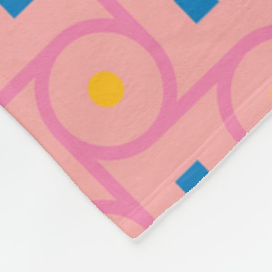 Mid Century Modern Roze Interlocking Cirkel Fleece Deken (Hoek)