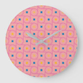 Mid Century Modern Roze Interlocking Cirkel Grote Klok (Voorkant)