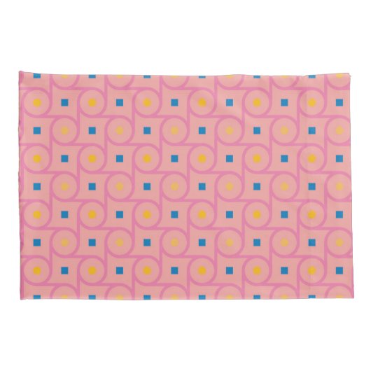 Mid Century Modern Roze Interlocking Cirkel Kussensloop (Achterkant-Rechts)