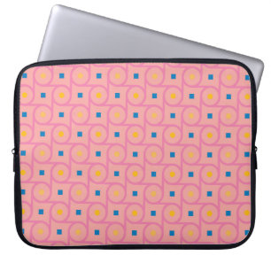 Mid Century Modern Roze Interlocking Cirkel Laptop Sleeve