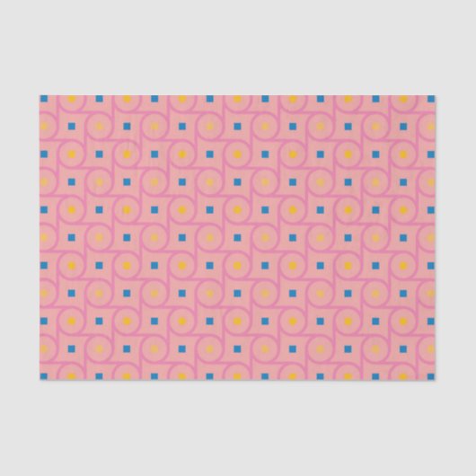 Mid Century Modern Roze Interlocking Cirkel Tissuepapier (Voorkant)