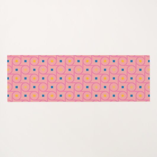 Mid Century Modern Roze Interlocking Cirkel Yogamat (Achterkant (horizontaal))