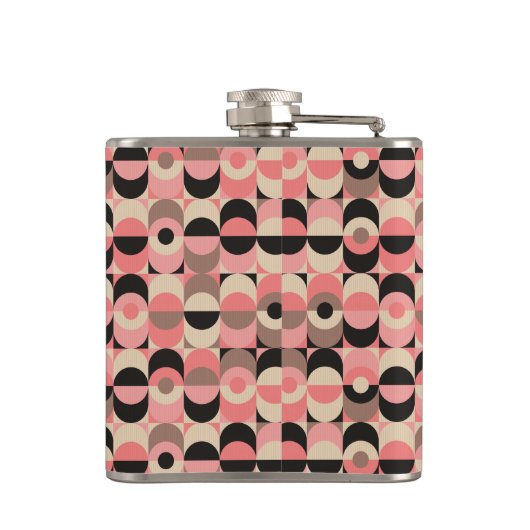 Mid-Century modern roze patroon Heupfles (Achterkant)