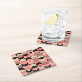Mid-Century modern roze patroon Kartonnen Onderzetters (Insitu)