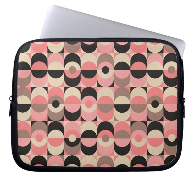 Mid-Century modern roze patroon Laptop Sleeve (Voorkant)