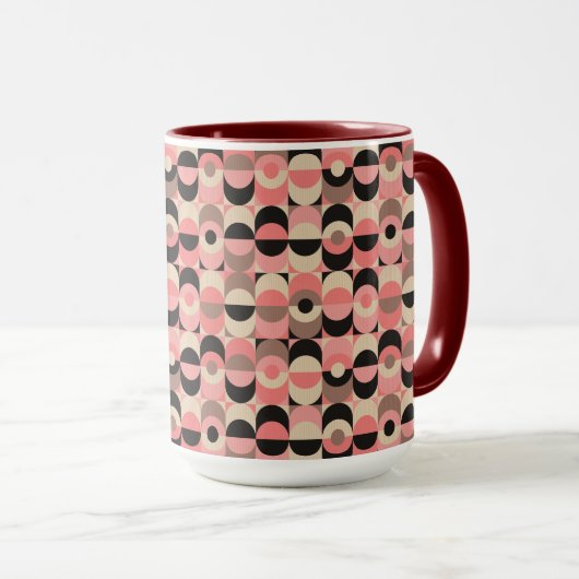 Mid-Century modern roze patroon Mok (Voorkant rechts)