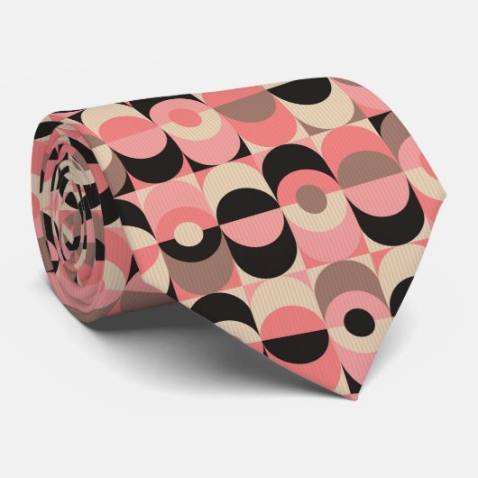 Mid-Century modern roze patroon Stropdas (Opgerold)