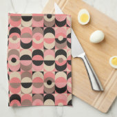 Mid-Century modern roze patroon Theedoek (Quarter Fold)