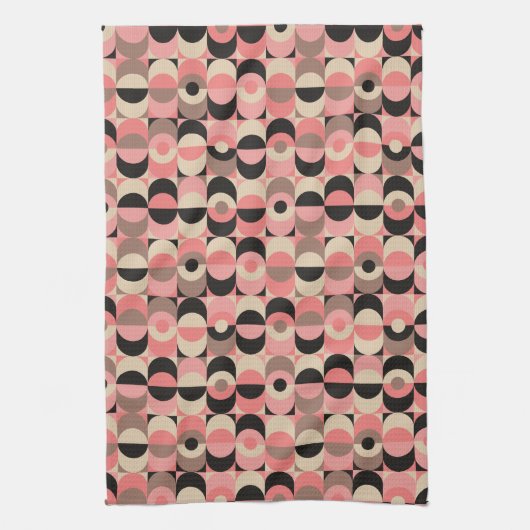 Mid-Century modern roze patroon Theedoek (Verticaal)