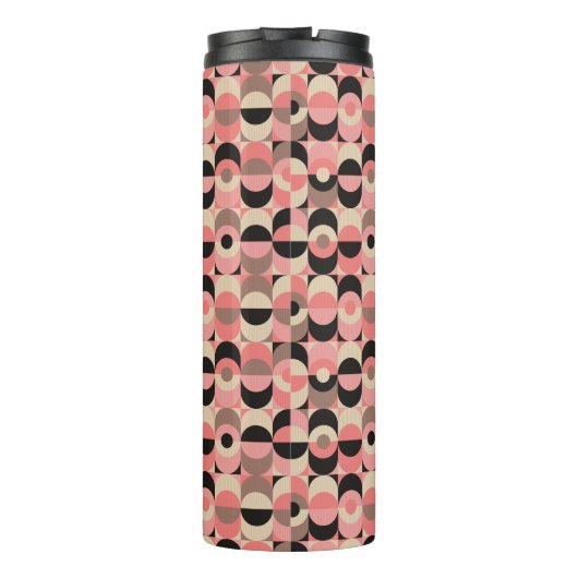 Mid-Century modern roze patroon Thermosbeker (Achterkant)