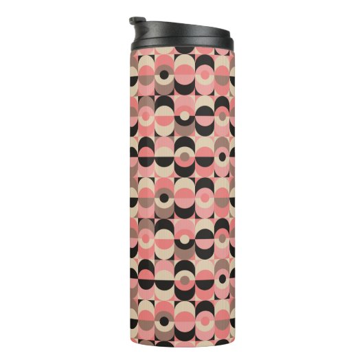 Mid-Century modern roze patroon Thermosbeker (Geroteerd rechts)