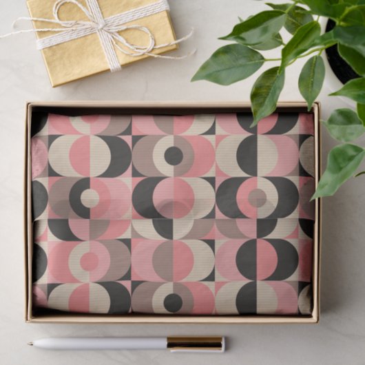 Mid-Century modern roze patroon Tissuepapier (Geschenk)