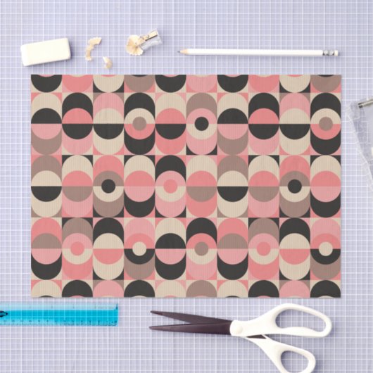 Mid-Century modern roze patroon Tissuepapier (Craft)