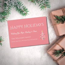 Mid Century Modern Roze Retro Christmas Kaart