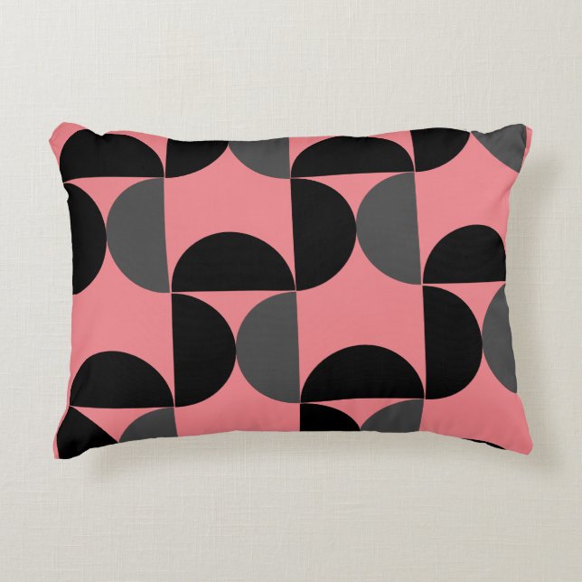 Mid-Century Modern Roze zwart en grijs Accent Kussen (Voorkant)