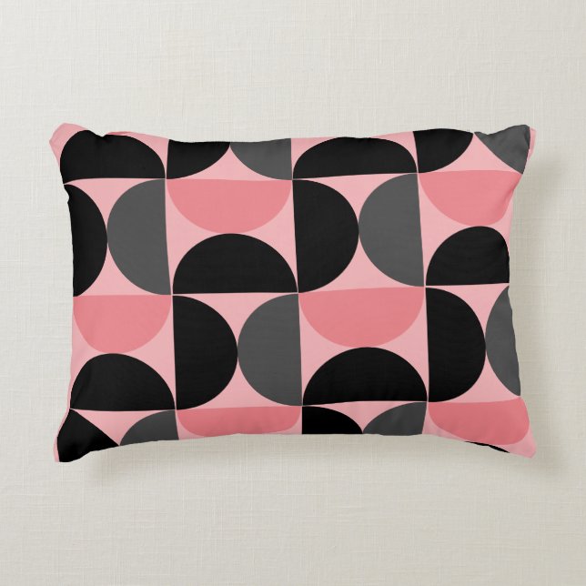 Mid-Century Modern Roze zwart en grijs Accent Kussen (Voorkant)