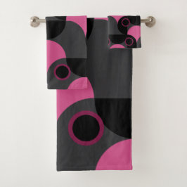 Mid-Century Modern Roze zwart en grijs Bad Handdoek
