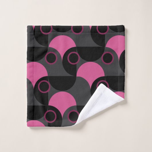 Mid-Century Modern Roze zwart en grijs Bad Handdoek (Wasdoekje)