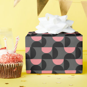 Mid-Century Modern Roze zwart en grijs Cadeaupapier