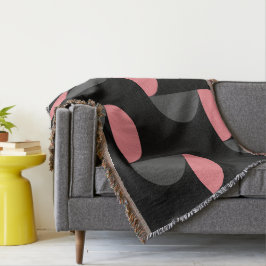 Mid-Century Modern Roze zwart en grijs Deken