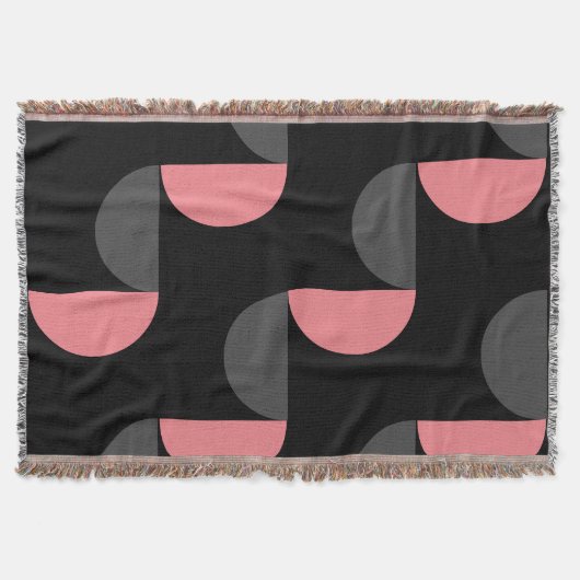 Mid-Century Modern Roze zwart en grijs Deken (Voorkant)