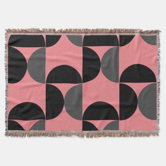 Mid-Century Modern Roze zwart en grijs Deken (Voorkant)