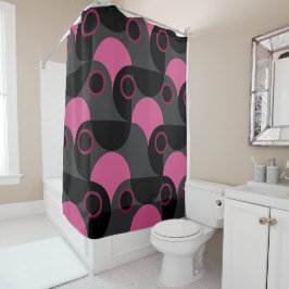 Mid-Century Modern Roze zwart en grijs Douchegordijn