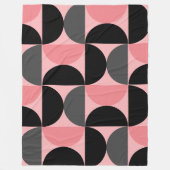 Mid-Century Modern Roze zwart en grijs Fleece Deken (Voorkant)