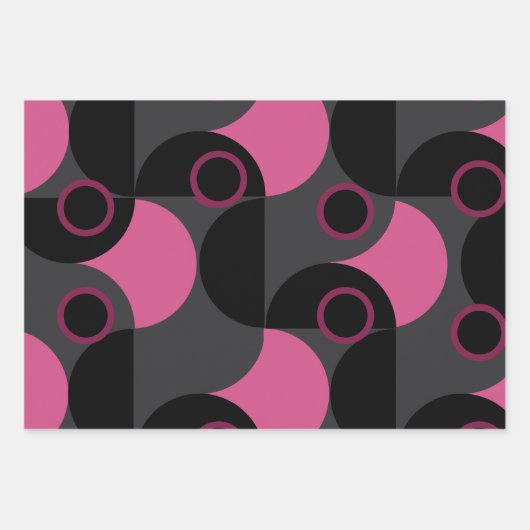 Mid-Century Modern Roze zwart en grijs Inpakpapier Vel (Voorkant 2)