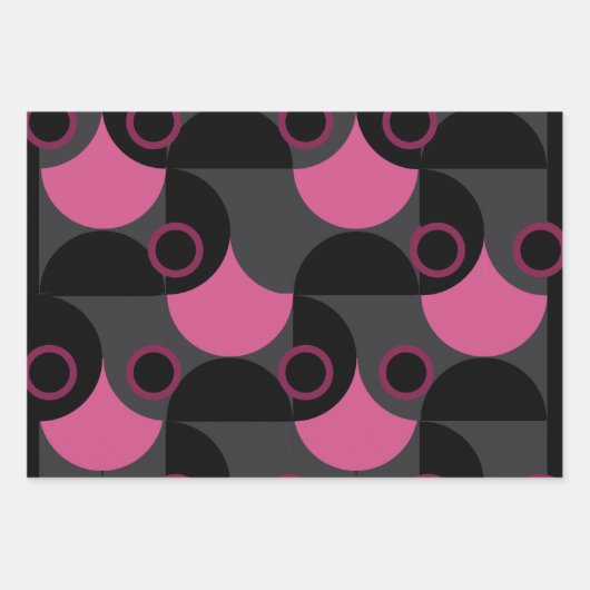 Mid-Century Modern Roze zwart en grijs Inpakpapier Vel (Voorkant)