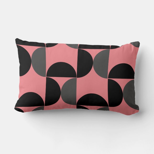 Mid-Century Modern Roze zwart en grijs Kussen (Achterkant)
