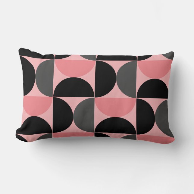 Mid-Century Modern Roze zwart en grijs Kussen (Voorkant)