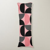 Mid-Century Modern Roze zwart en grijs Lichaamskussen (Voorkant Verticaal)