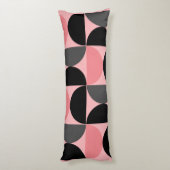 Mid-Century Modern Roze zwart en grijs Lichaamskussen (Achterkant (Verticaal))