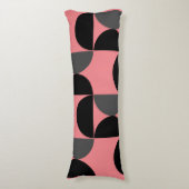 Mid-Century Modern Roze zwart en grijs Lichaamskussen (Voorkant Verticaal)