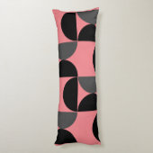 Mid-Century Modern Roze zwart en grijs Lichaamskussen (Achterkant (Verticaal))