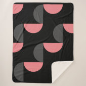 Mid-Century Modern Roze zwart en grijs Sherpa Deken (Voorkant)