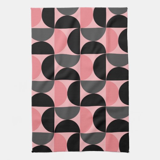 Mid-Century Modern Roze zwart en grijs Theedoek (Verticaal)