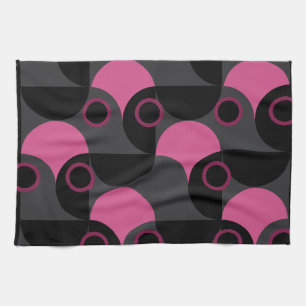 Mid-Century Modern Roze zwart en grijs Theedoek