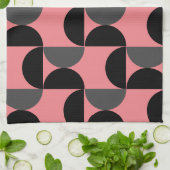 Mid-Century Modern Roze zwart en grijs Theedoek (Gevouwen)