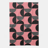Mid-Century Modern Roze zwart en grijs Theedoek (Verticaal)