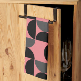 Mid-Century Modern Roze zwart en grijs Theedoek