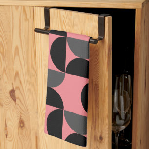 Mid-Century Modern Roze zwart en grijs Theedoek