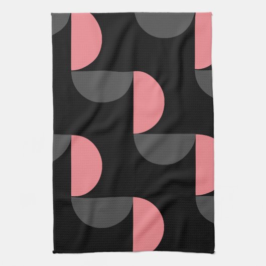 Mid-Century Modern Roze zwart en grijs Theedoek (Verticaal)