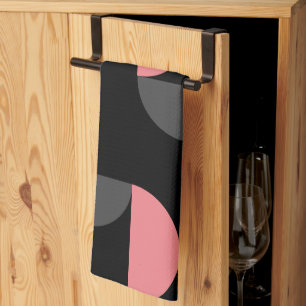 Mid-Century Modern Roze zwart en grijs Theedoek